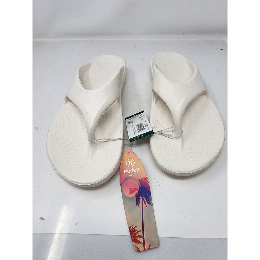 Hurley Mens Injection Flip Flop Chanclestas Cream White EVA Sandals Size 12 NEW